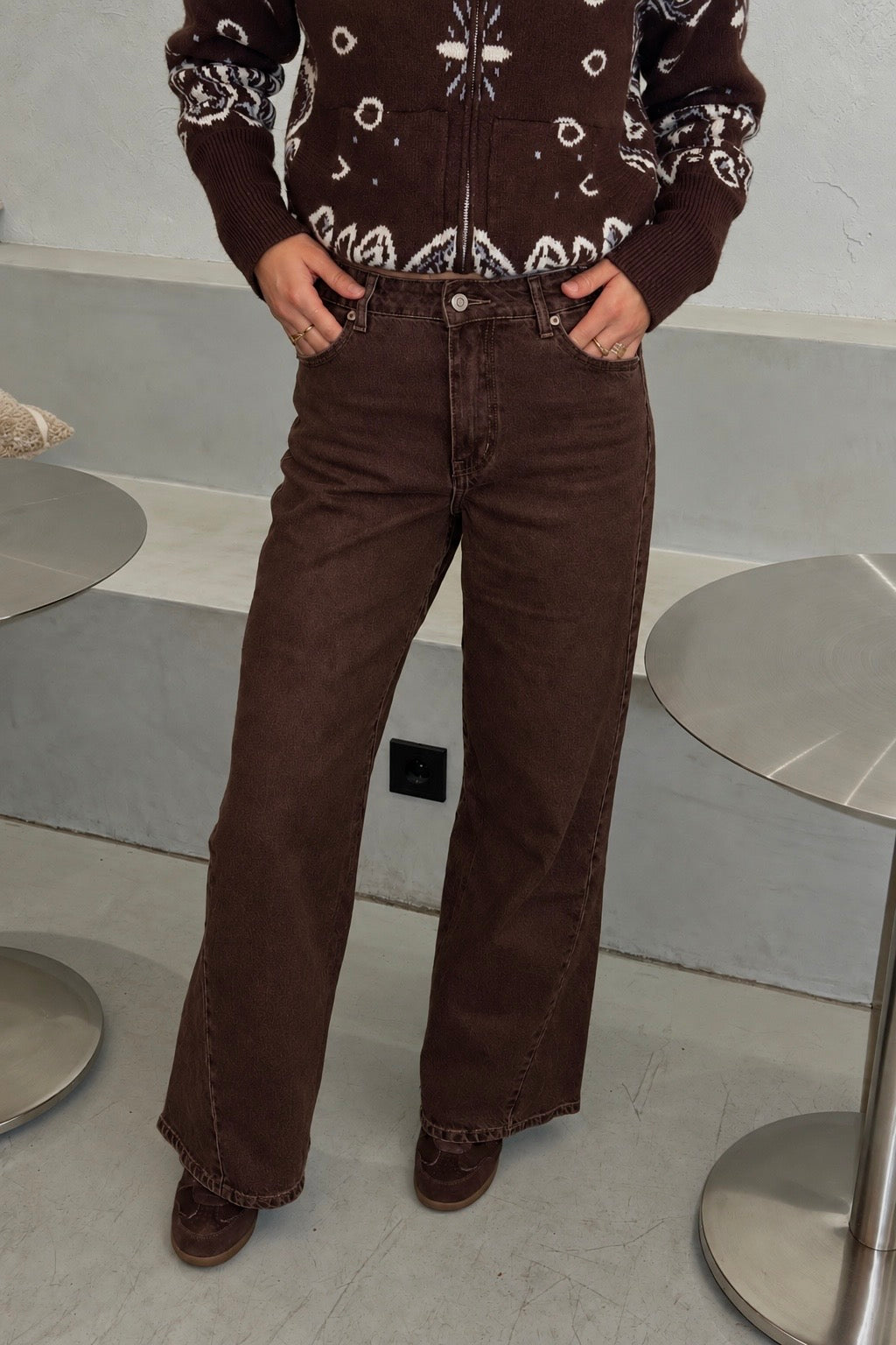 Wide leg Jeans Blake - Bruin