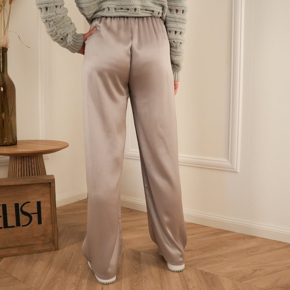 Pantalon satijn Roxanne - Licht Grijs