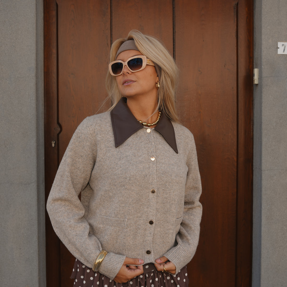 Cardigan top Rea - Taupe