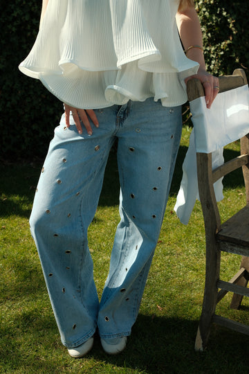 Wide leg jeans Isa - Blauw