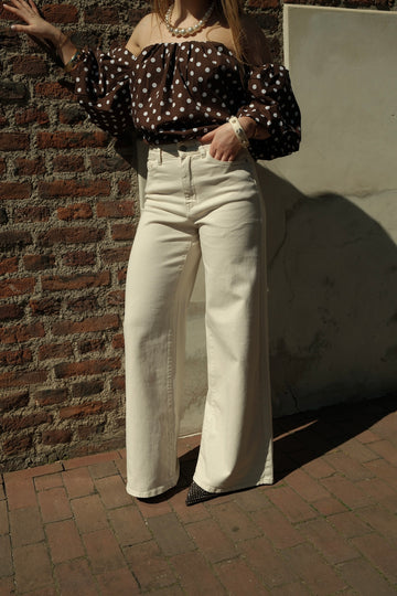 Wide leg jeans Luma - Beige