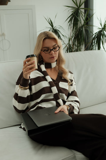 Cardigan knit Wave - Bruin