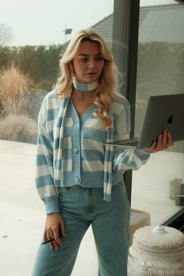 Cardigan knit Wave - Blauw