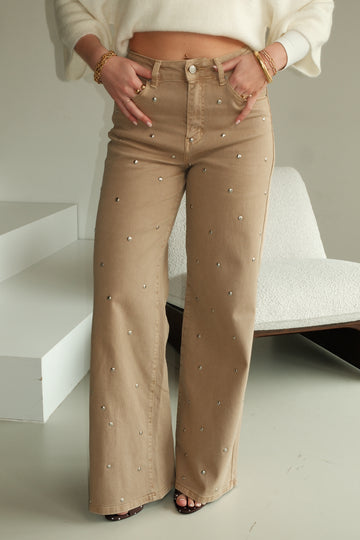 Wide leg jeans Gina - Bruin