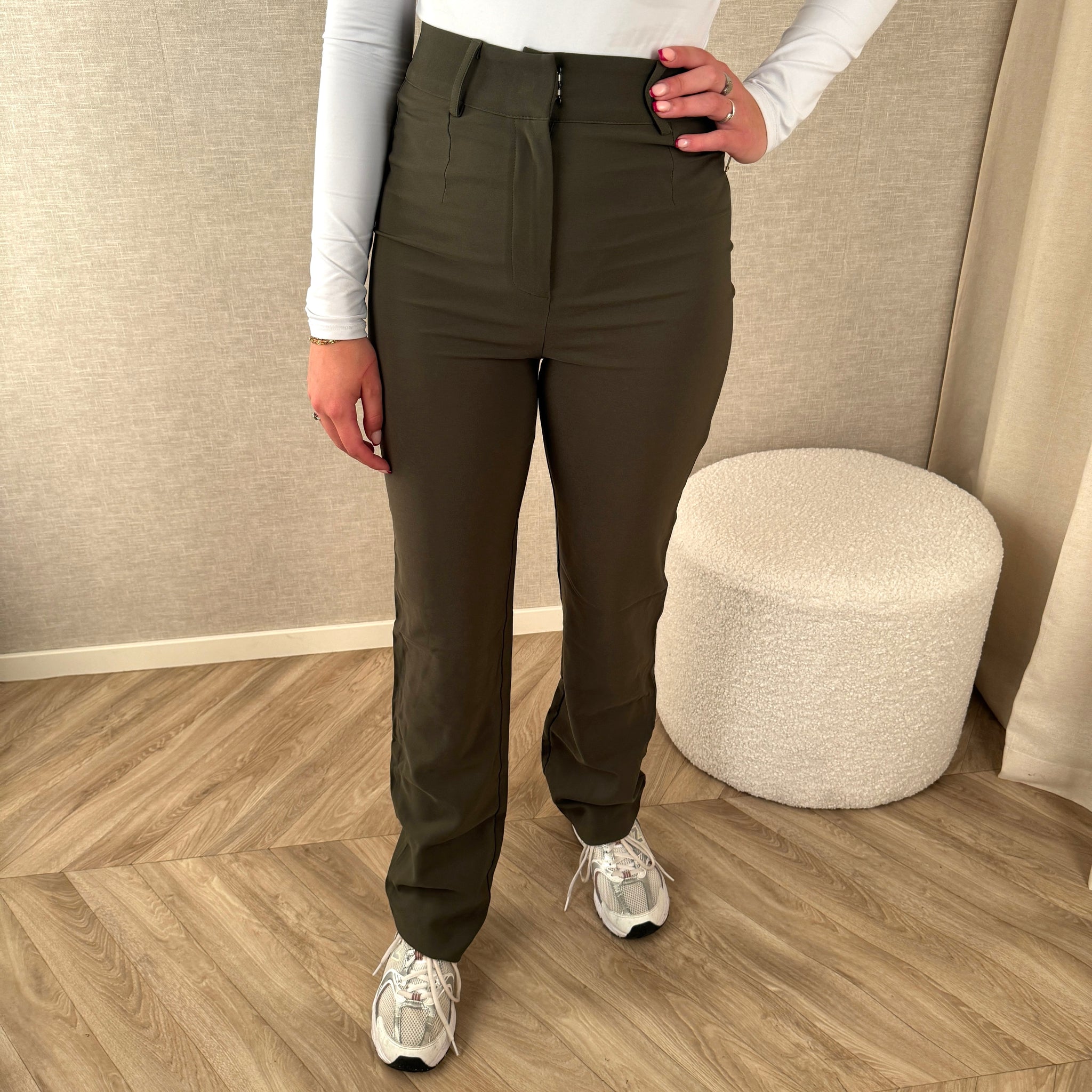 Broek stretch Livia - Khaki groen