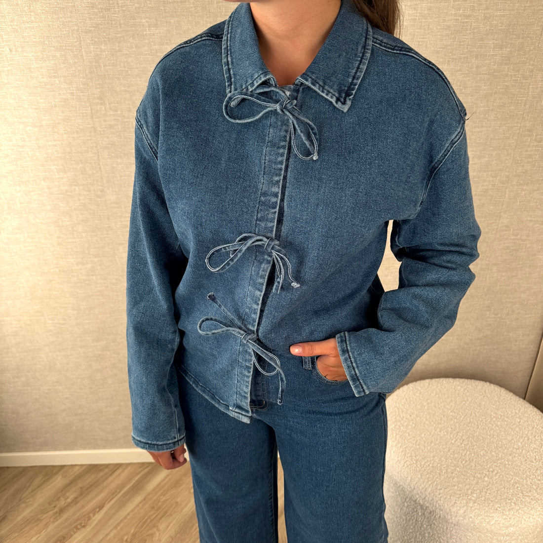 Spijker blouse Faye - Denim blauw