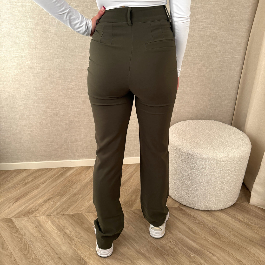 Broek stretch Livia - Khaki groen