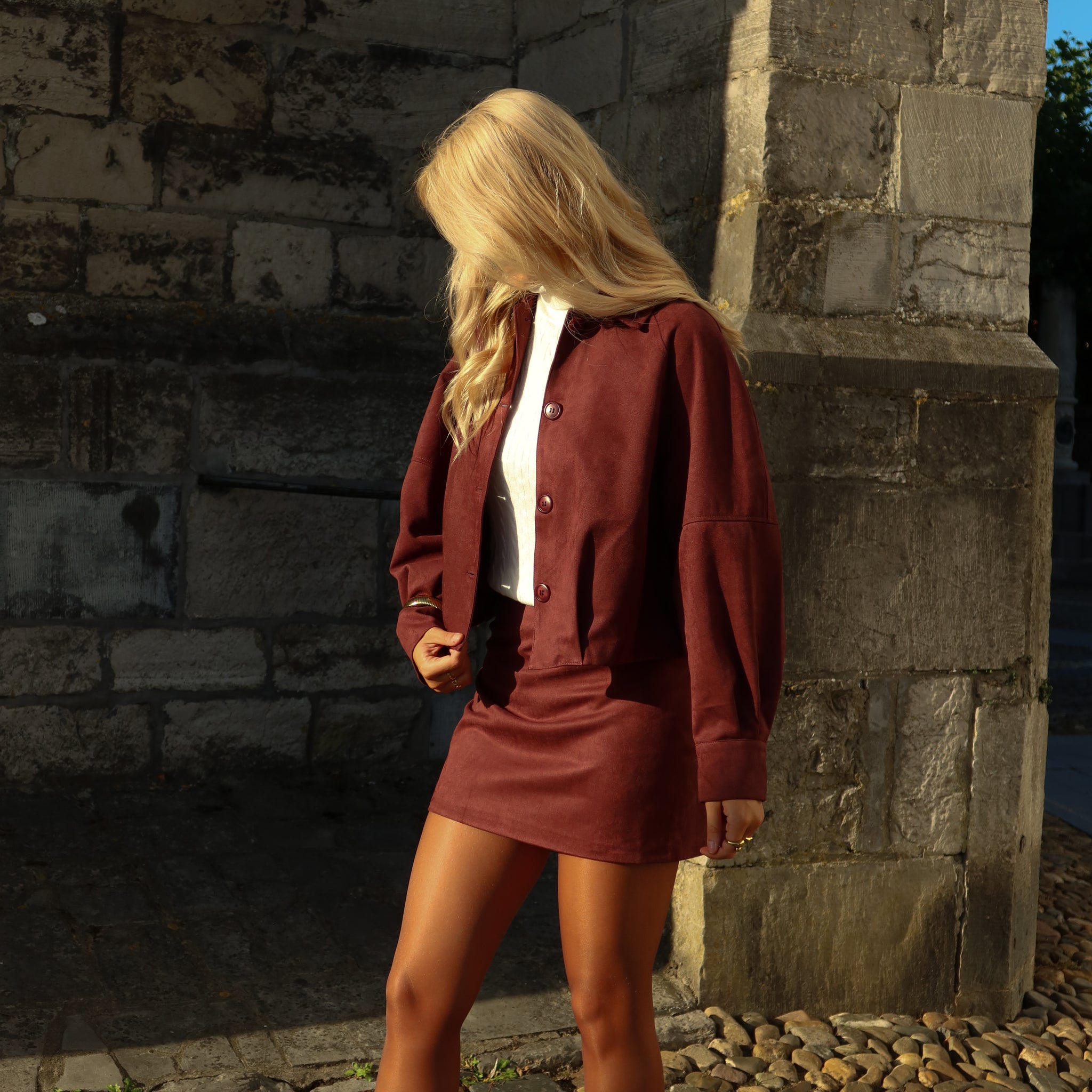 Rok suede Olivia - Bordeaux
