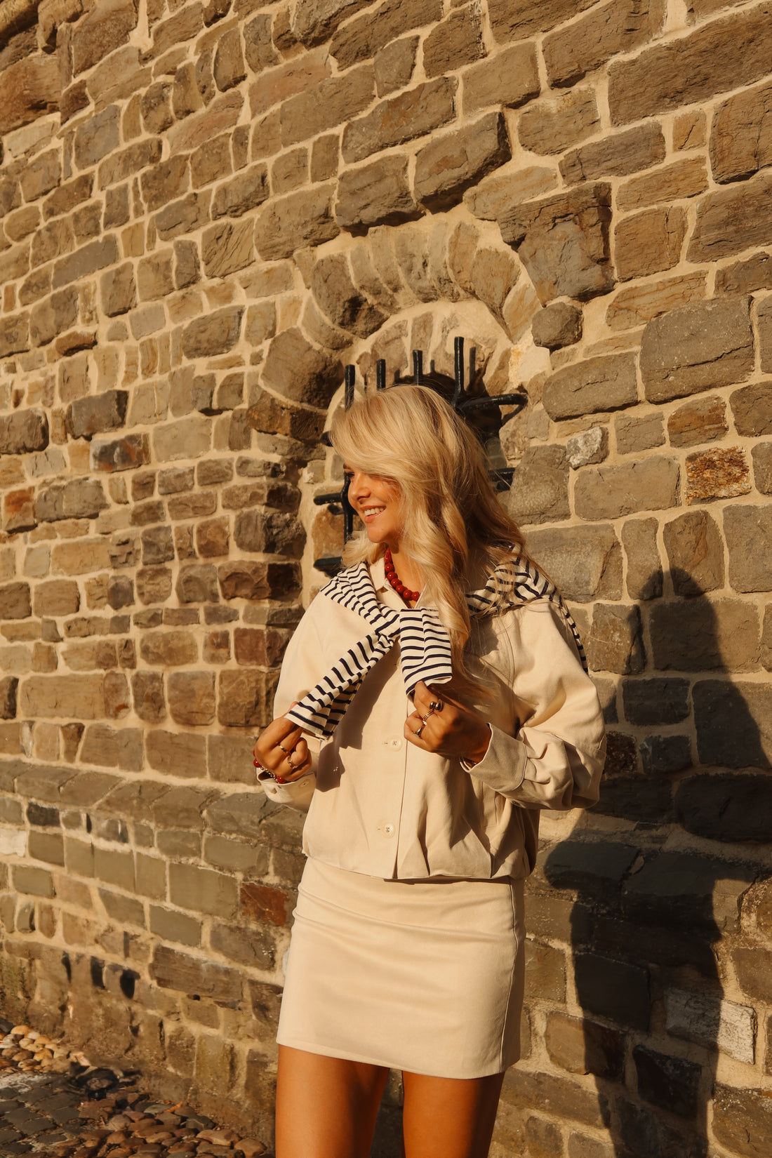 Rok suede Olivia - Creme
