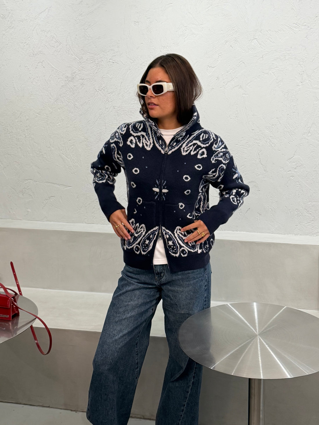 Cardigan Knit Bandana - Donkerblauw