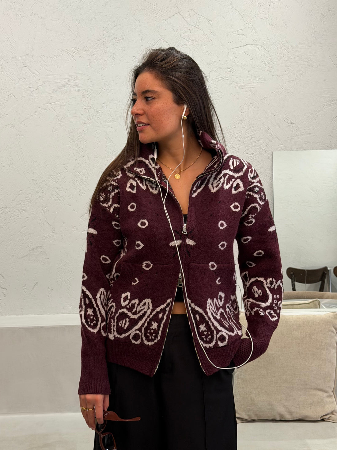 Cardigan Knit Bandana - Bordeaux