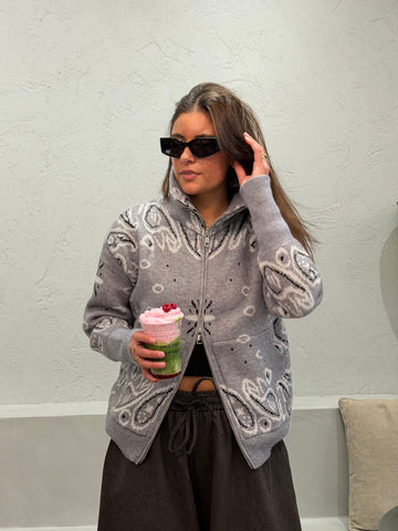 Cardigan Knit Bandana - Grijs