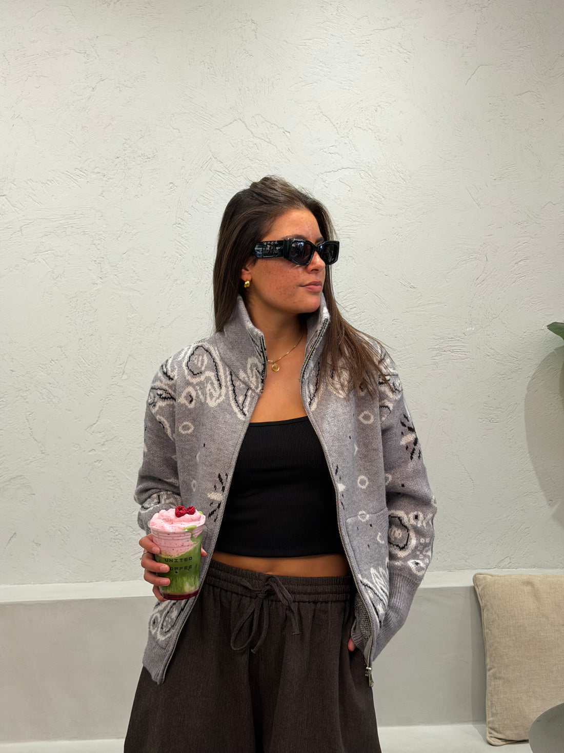 Cardigan Knit Bandana - Grijs