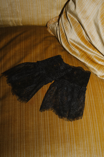 Mouwtje kant - Zwart